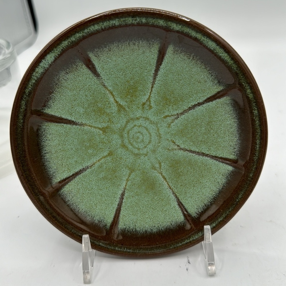 Frankoma Flat Cup Wagon Wheel Prairie Green Mug and saucer. - Picture 7 of 8